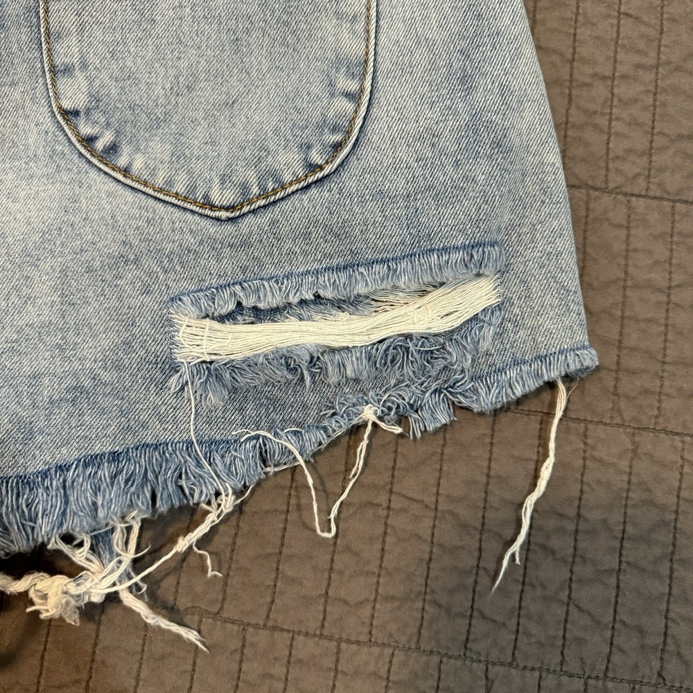 Princess Polly Denim Shorts Women 4 Blue Distressed Raw Hem Casual Summer Jorts - Picture 6 of 12